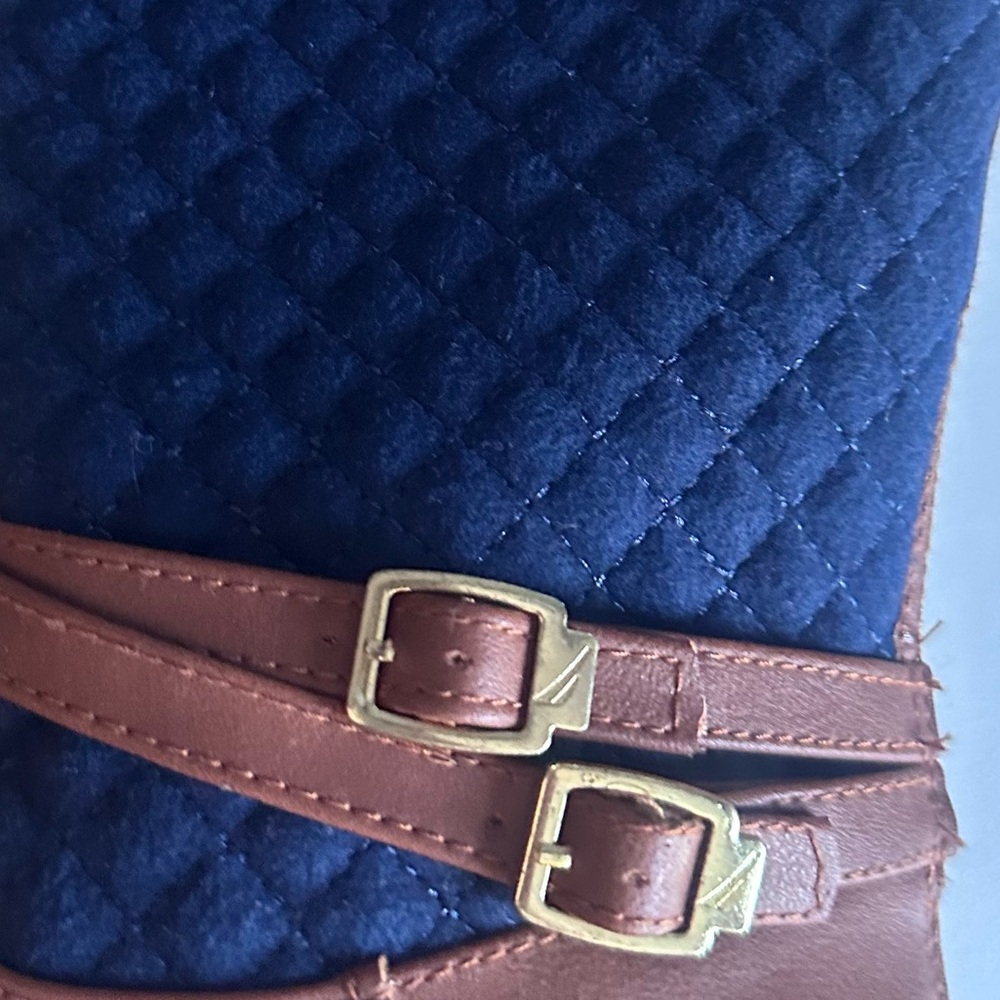 NWOT Nautica Navy and Brown Quilted Knee-High Boots - Picture 2 of 9